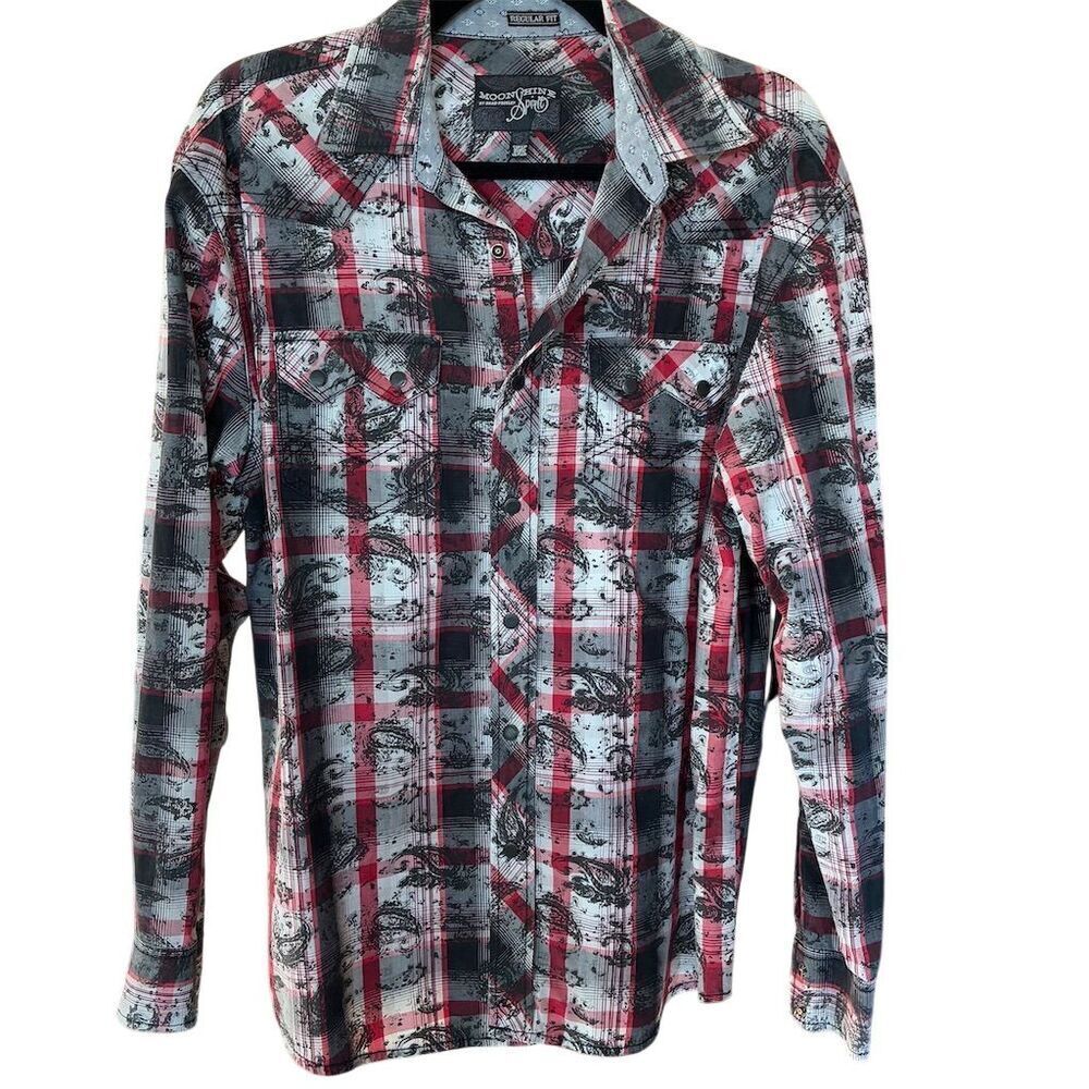Moonshine Spirit Men's Plaid Button-Up Shirt M Long Sleeve Casual - Picture 1 of 12